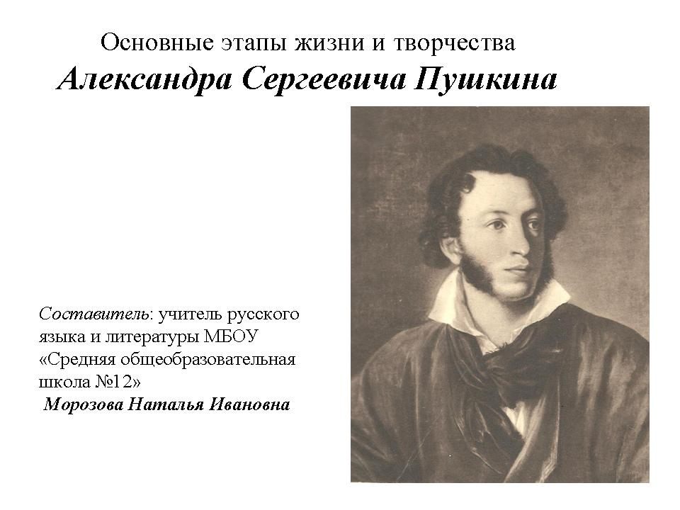 Конспект урока 9 класс биография пушкина
